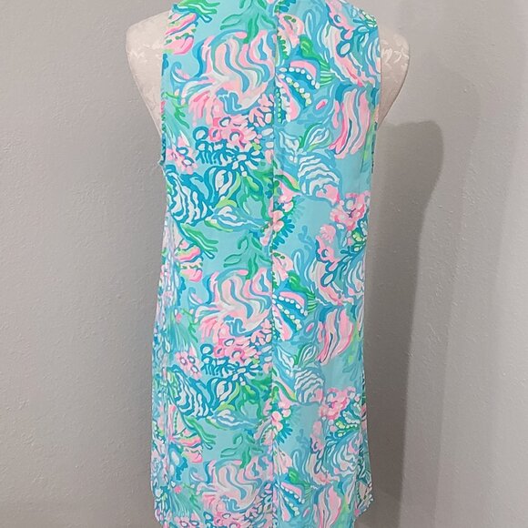 Lilly Pulitzer Jane Shift Dress size 10 sleeveless front zip Aqua La Vista Resor - Picture 8 of 8
